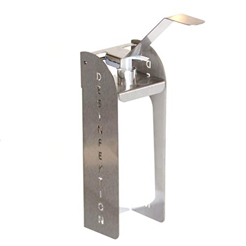Preisvergleich Produktbild Seifenspender Wandbefestigung / Desinfektionsspender Wand inklusive Spenderflasche / Desinfektionsmittelspender zur einfachen Wandmontage, Soap Dispenser mit Bügel-Mechanik / Edelstahl 500ml