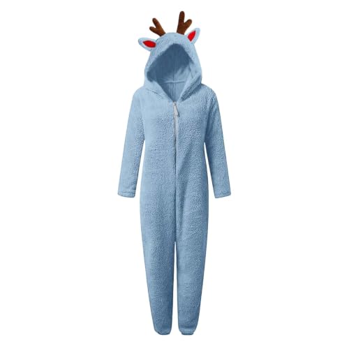 Toddler Kids Animal Onesie Christmas Fleece Hooded Zip One Piece Jumpsuit - image 2