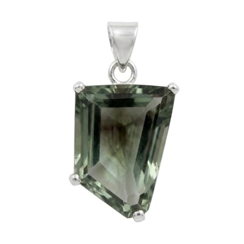 Collier améthyste verte naturelle pendentif argent 925 facetté durable