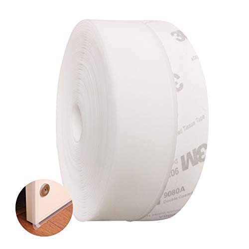 CUKCIC Tira de Sellado Autoadhesiva Silicona Burlete Cinta Calafateo para Puertas Ventanas Insonorizado 35mmu00d76m Blanco