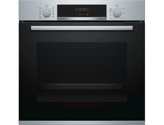 Four encastrable pyrolyse Bosch HBA573ES0 - Four multifonction Chaleur tournante ou pulsée / 71 litres / Classe A / Inox / Rails télescopiques / Porte froide (4 vitres)