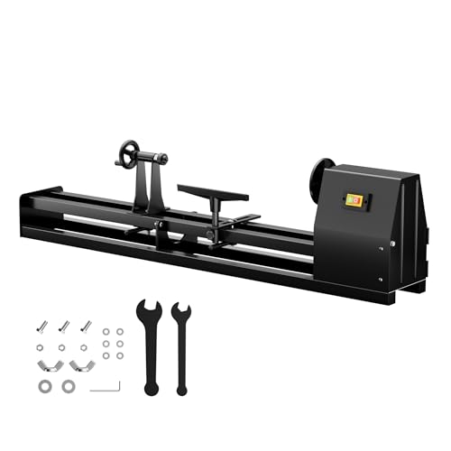 Wiltec Torno de madera eléctrico 350W banco torneado regulable máquina carpintería banco trabajo carpintero