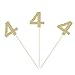 Gold Glitter Fourth Birthday Centerpiece Sticks Number 4 Table Toppers for Kids Birthday 4th Anniversary Flower Picks - Pack of 10