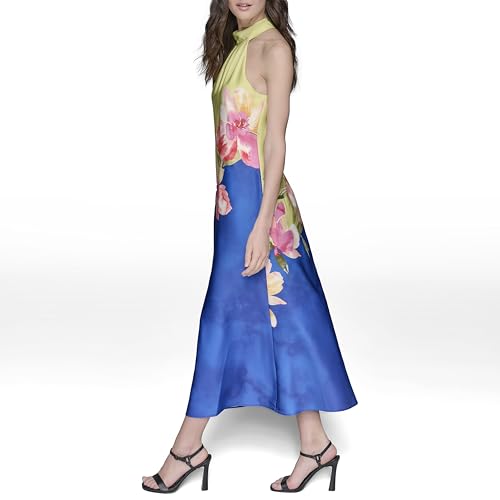 KARL LAGERFELD Women's Sleeveless Halter Neck Maxi Dress3