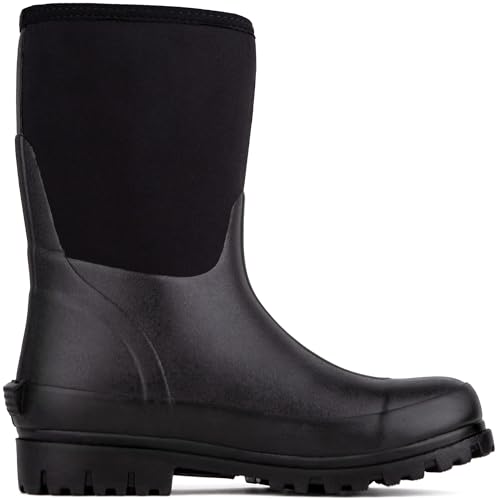 Savage Island Damen Kurze Neopren-Isolierte Gummistiefel Warm Gefüttert Vollständig Wasserdichte Wellies, Schwarz , 36 EU