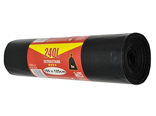 JUFOL Müllsack - 240L - 5 Müllsäcke auf der Rolle - 1000 x 1250 mm - schwarz, 1 Stück, 30141 Cover