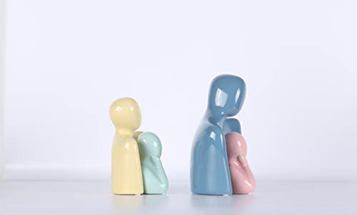 Wubianjie Abstract Couple Sculpture, Ceramic Family Of Four Statue And White Creative Character Statue, Valentine's Day Gift, Suitable, Family Living Room, Wedding Decoration. #TOP2