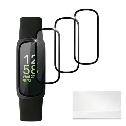riwoauoo 4 Pack Smartwatch Screen Protector for Fitbit Inspire 3 Anti-Scratch High Sensitive 3D Full Coverage HD PMMA Soft Protective Film(Non-tempered Glass)