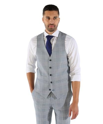 Costume à carreaux bleu pour hommes en tweed pour mariages et grandes occasions