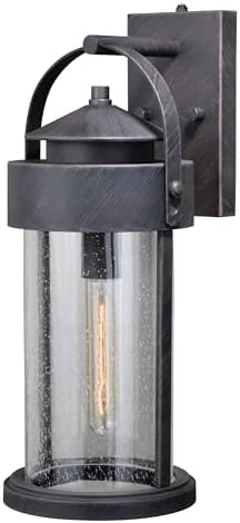 VAXCEL Cumberland 19.75 in. H 1-Light Rust Iron Dusk to Dawn Sensor Rustic Outdoor Wall Sconce, Durable Steel, Clear Seeded Glass Shade, LED Compatible for Exterior Porch Patio Front Door or Garage