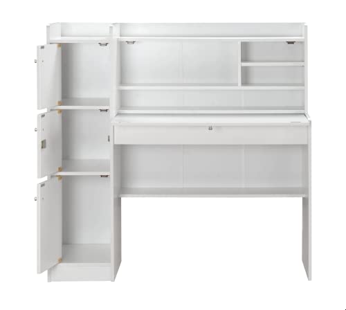 Image of DeckUp Plank Versa Engineered Wood Study Table and Office Desk (White)