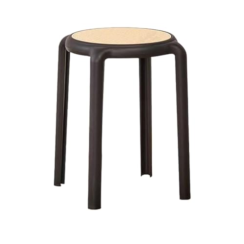 Tabouret empilable en bois nu avec siege rond et structure compacte - 8