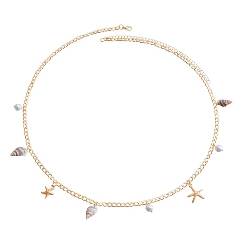 Seashells - Cadena de cintura ajustable con perlas para mujer, para playa, boda, piscina, fiesta, accesorio para la playa, One Size, como se describe, como se describe