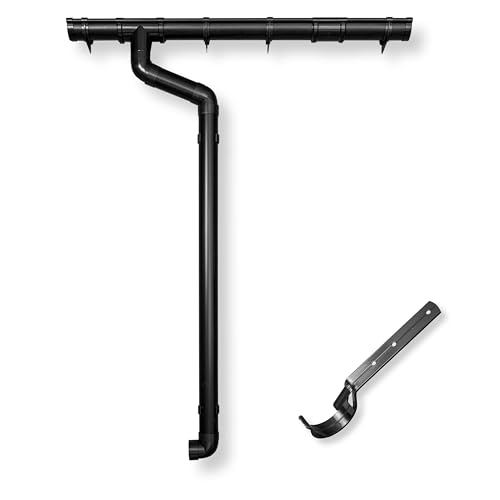 4 Home & Garden Dachrinne Halbrund 65 mm Anthrazit | Befestigung mit Rinneneisen | Komplettset mit Fallrohr bis 750cm | Typ 250 Fallrohr DN 60 | Kunststoff PVC (Dachlänge: 1-Seite bis 300cm)