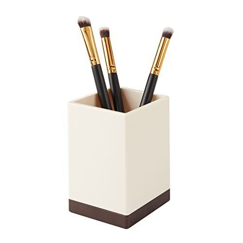 Preisvergleich Produktbild mDesign dekorativer Zahnputzbecher aus BPA-freiem Kunststoff Zahnbürstenhalter für Badzubehör Becher für Rasierer oder zur Kosmetikaufbewahrung creme / bronzefarben