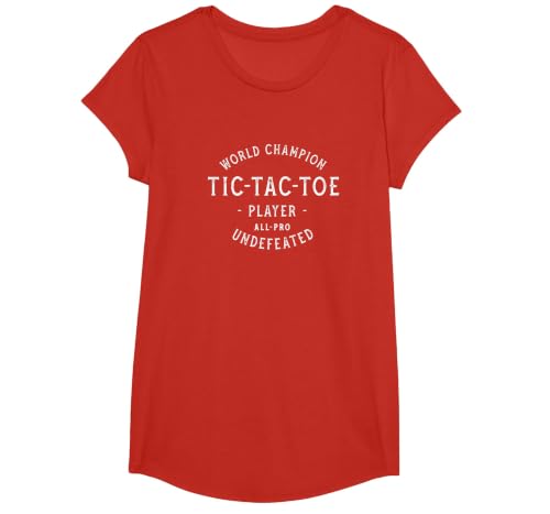 Retro World Champion Tic-Tac-Toe Player Undefeated T-Shirt, Girls, Red, X-Small