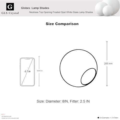 Image of GLS Frosted Opal Glass Lamp Shade, 8 inchx2.5 inch