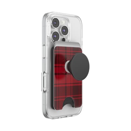 Image of PopSockets Phone Wallet for MagSafe, Phone Card Holder with Grip, Fall - Buffalo Check