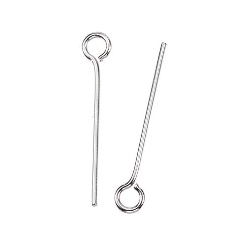 Pandahall 1000pcs Stainless Steel Eye Pins 21 Gauge Metal Open Eye Pins 3/4 Inch (20mm) for Jewelry Making