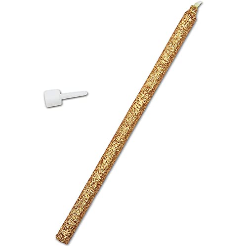 Metallic Glitter Long Thin Birthday Cake Candles In Holders (5 In., 48 Pack) #TOP3