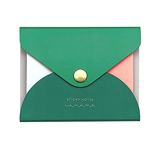 Yamama - Notas Adhesivas Estuche Verde En Oferta Yamama Sticky Notes Cover Verde | Posts It De Japón Con Los Colores Salmón Y Azul Claro
