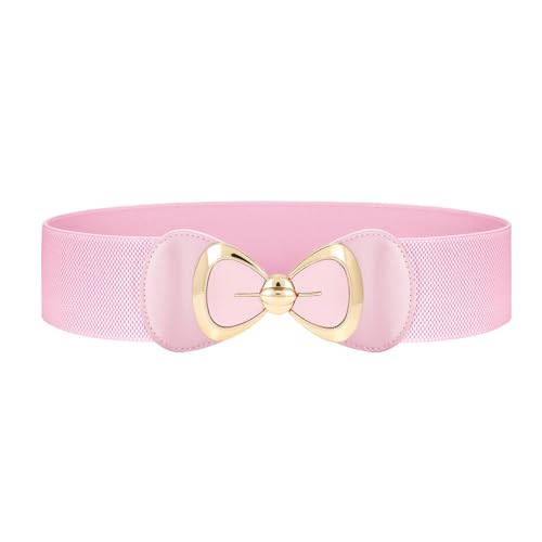 SUOSDEY Women Elastic Wide Waist Belt for Dress Stretch Waist Belt with Bow Buckle