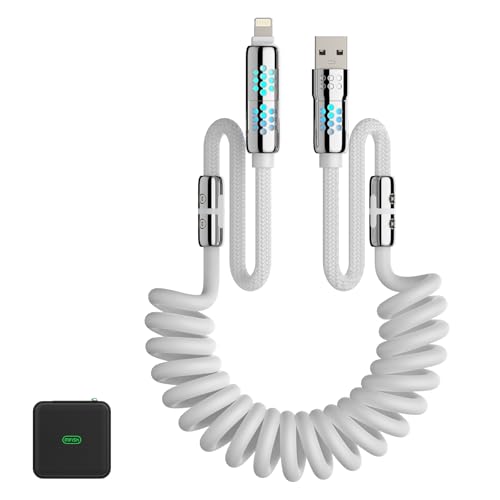 MFish 4-in-1 Coiled USB-C Charging Cable, 6 FT USB A to USB C Cab...