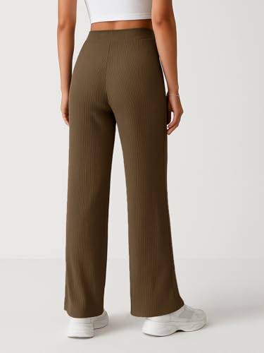 Image of Pinkmint Women's Poly Lycra Trouser, High Waist Flared Korean Trousers, Trendy Casual Wear for Daily & Travel Use (Available in Plus Size)