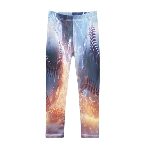 Toddler Girls Leggings Printed Yoga Pants Leggings Baseball Water Fire Collisions for Kids