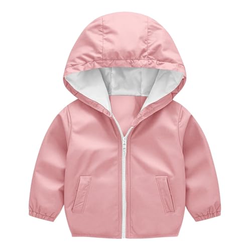 Boys Girls Jacket Windreaker Rainproof Hoodie Coat Kids Zip Up Long Sleeve Solid Color Fashion Hooded Outweart