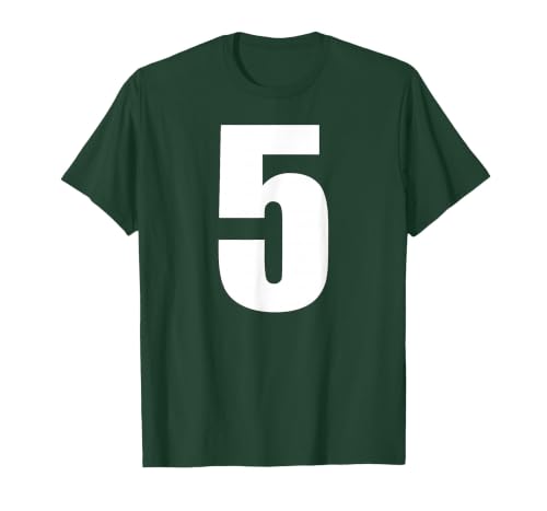 Number Five Numeral 5 Plain White Numbers T-Shirt, Men, Dark Green, 3X-Large