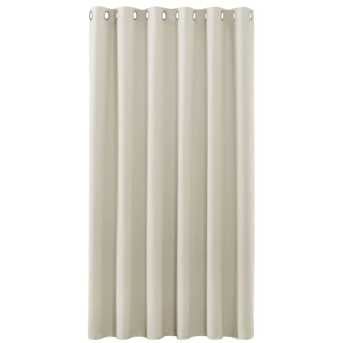 PONY DANCE Rideau Grande Largeur - Rideaux Occultant Lot de 1 Panneau 200 x 210cm Isolant Thermique avec Oeillets Bloquer Lumineux et Rayon UV, Tombé Lourd Solids Prêt à Poser, Beige Clair