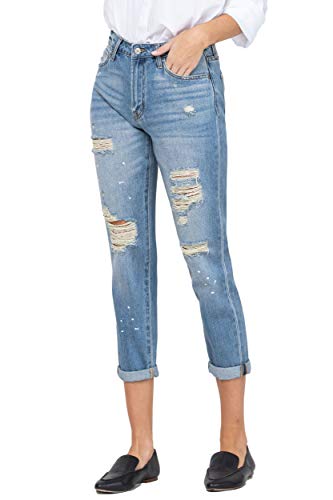 VERVET by Flying Monkey Distressed Paint Splatter Boyfit Jeans3