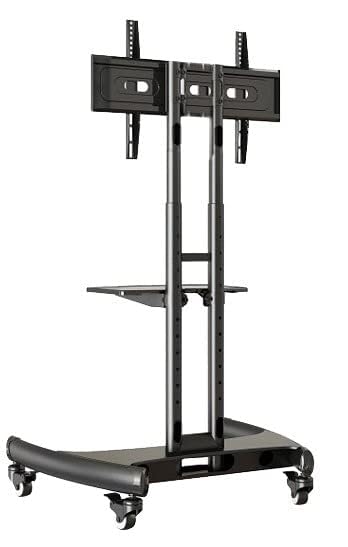 Image of BIG VUE Rolling Mobile TV Cart with Wheels for 32-65 Inch LCD LED 4K Flat Screen TVs, TV Floor Stand with Shelf Holds Up to 100 lbs, Height Adjustable Trolley Max VESA 600x400mm