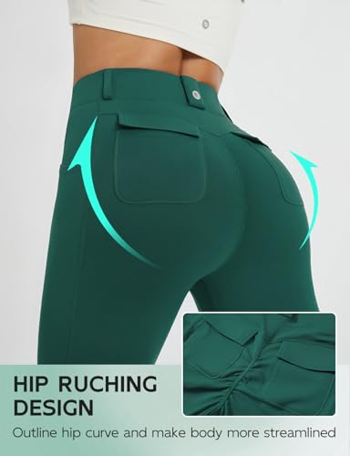 baleaf Women's Yoga Pants with 4 Cargo Pockets Scrunch Workout Flare Leggings High Waist Casual Gym Bell Bottom4