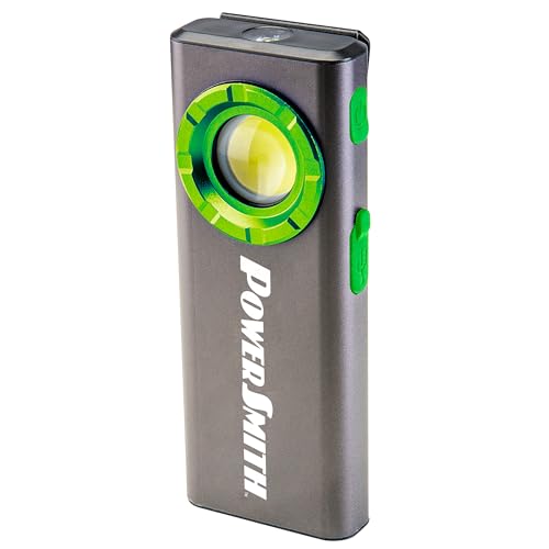 Image of PowerSmith Rechargeable EDC Flashlight, Power Bank 1200 Lumen Slim Flat Flashlight with Metal Housing, Magnetic Pocket Clip, USB-C Charging Cable, IPX7 Waterproof, and 2 Year Warranty (PLR12F2S)
