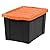 IRIS USA 20 Gallon Lockable Storage Bins with Lids, 2 Pack - Made in USA, Heavy Duty, Stackable Containers, Garage Organizing Bins Moving Tubs, Rugged Sturdy Equipment Utility Box - Black/Orange