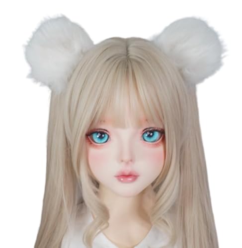 CoBtee Animal Bear Ears Hair Clip Bear Costume Clips Accessories Women Cosplay Headwear Halloween (white 1)