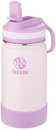 Takeya Actives Kids Insulated Stainless Steel Water Bottle With Straw Lid, 14 Ounce, Grape Purple #TOP7