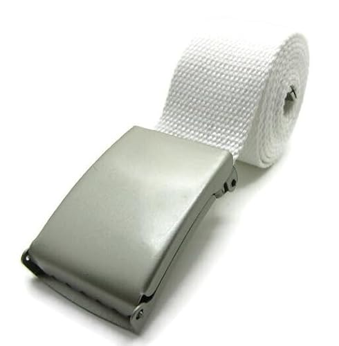 TheGloveHut Unisex Cotton Canvas Webbing belt Buckle (White, Medium 36")