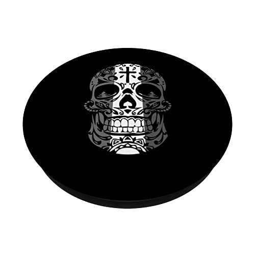 Mexican Sugar Skull Pride Calavera Day Dead Cinco De Mayo PopSockets Swappable PopGrip, Black - Image 2