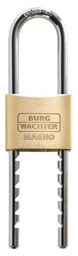 BURG-WÄCHTER Vorhängeschloss, Vorhangschloss mit 2 Schlüsseln, 8 mm Bügelstärke, Massiver Messingkörper, Variabler Bügel, Gehärtet, Doppelt verriegelt, Magno 400 E HB 50 Flex SB