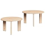 Mokuyary Couchtisch 2 Stück Natur Massivholz Kiefer, Wohnzimmertisch Couch Tisch für Wohnzimmer, Büro, Kleine Räume Sofatisch -A3