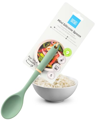 Taylors Eye Witness Mini cucchiaio per mescolare salvia in silicone, lavabile in lavastoviglie, perfetto per padelle antiaderenti. Abbastanza piccolo per barattoli. Resistente a odori, macchie e