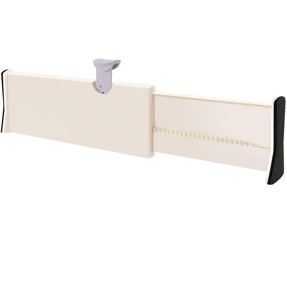 Sukhrup Drawer Dividers Organizer, Wardrobe Partition Adjustable Separators Plastic High Expandable from 14 – 21 Inch for Bedroom, Closet, Clothes, Office Supplies Set of 1