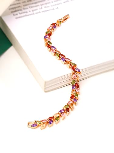 Yellow Chimes Valentine Gift for Girls Bracelet for Women and Girls | White Crystal Bracelets for Women Swiss Zircon Bracelet | Birthday Gift for Girls & Women Anniversary Gift for Wife