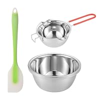 Greyoe Wasserbad Schmelzschale 480ml + 18 cm Schmelztiegel Schmelztopf aus Edelstahl 304, Wasserbad-Schmelzschüssel mit Spatel Gute, Qualität Für Schokolade Schmelzen | Butter Käse Karamell Kerze