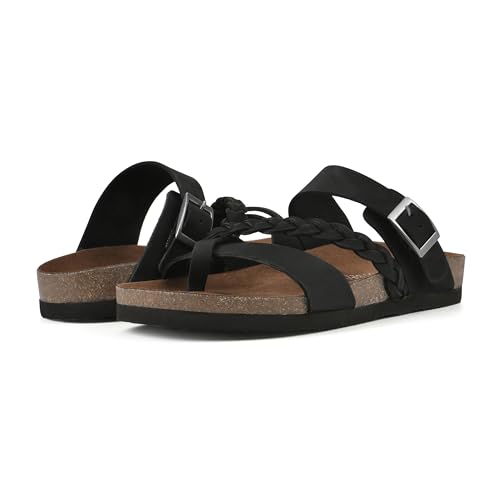 WHITE MOUNTAIN Shoes Hazy Footbed Sandal, Black/Nubuck, 9 M