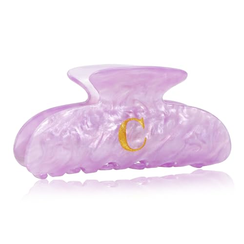 Image of Birthday Gifts for Girls - Purple Acrylic Letter Hair Clips, Monogram Hair Claw Alphabet Large Hair Clip, Fashion Glitter Claw Clips, Teen Girl Gifts Trendy Stuff, Letter C