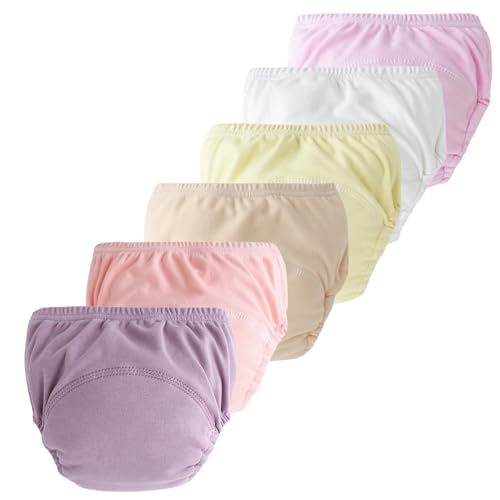 SEAUR Bébé Lot de 6 Culotte d'apprentissage Propreté Fille sous-Vêtements Lavable Bébé Culotte de Bain Réutilisable 6-12 Mois